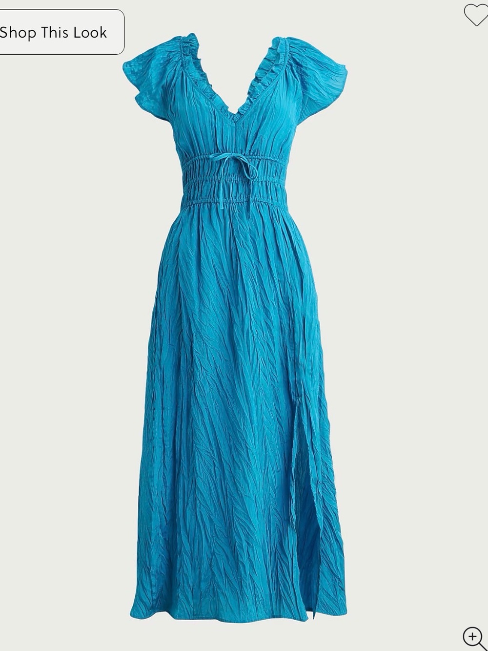J. Crew Turquoise V-Neck Flutter Sleeve Maxi Dress